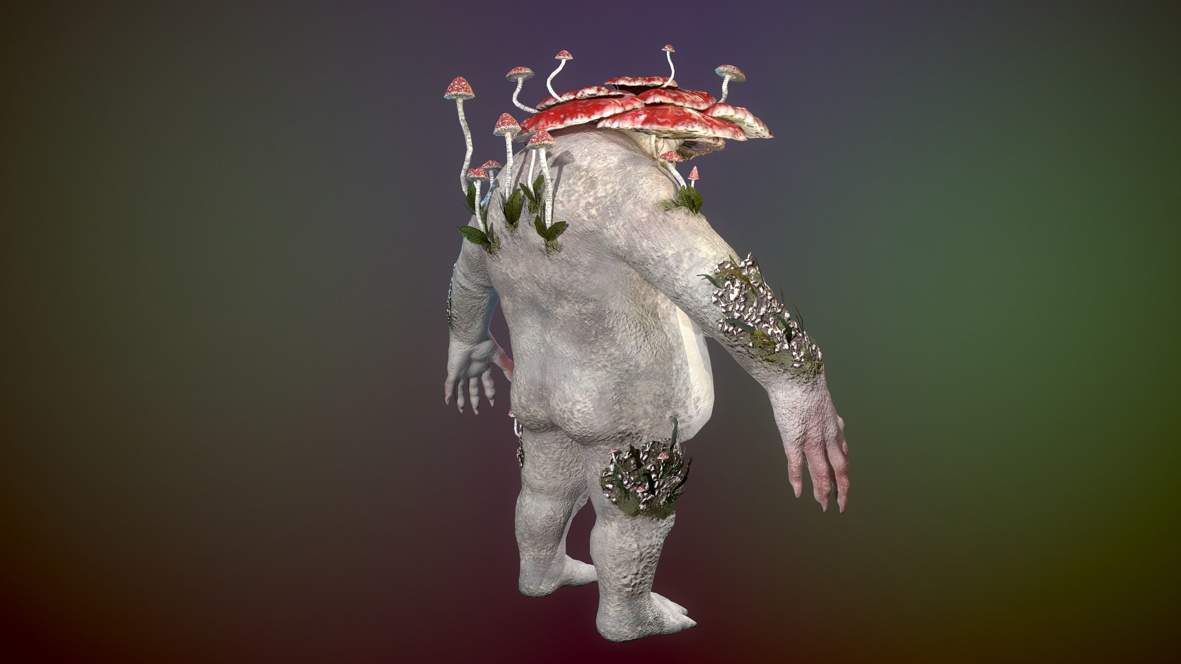 Treant mushroom man Low-poly 3D model_2