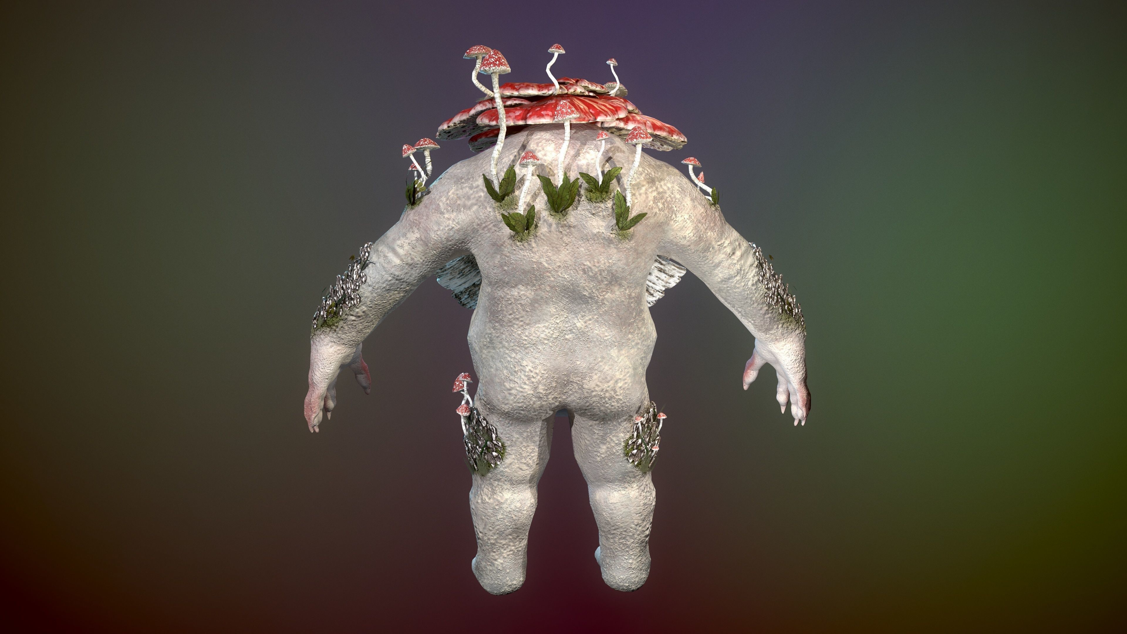 Treant mushroom man Low-poly 3D model_9