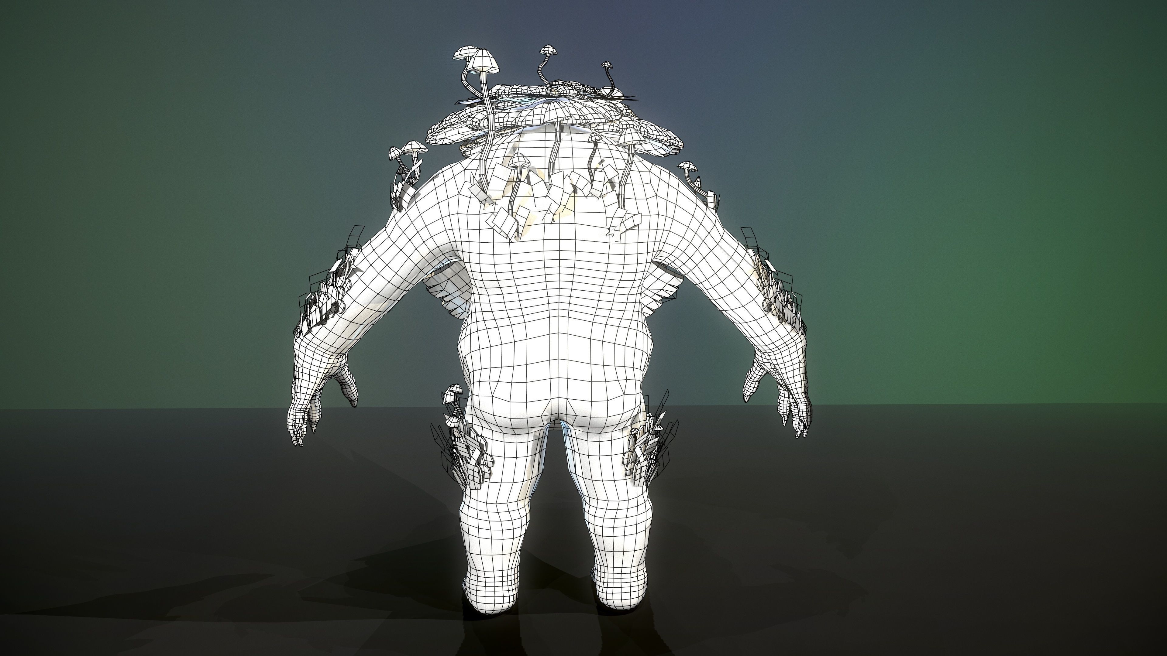 Treant mushroom man Low-poly 3D model_11