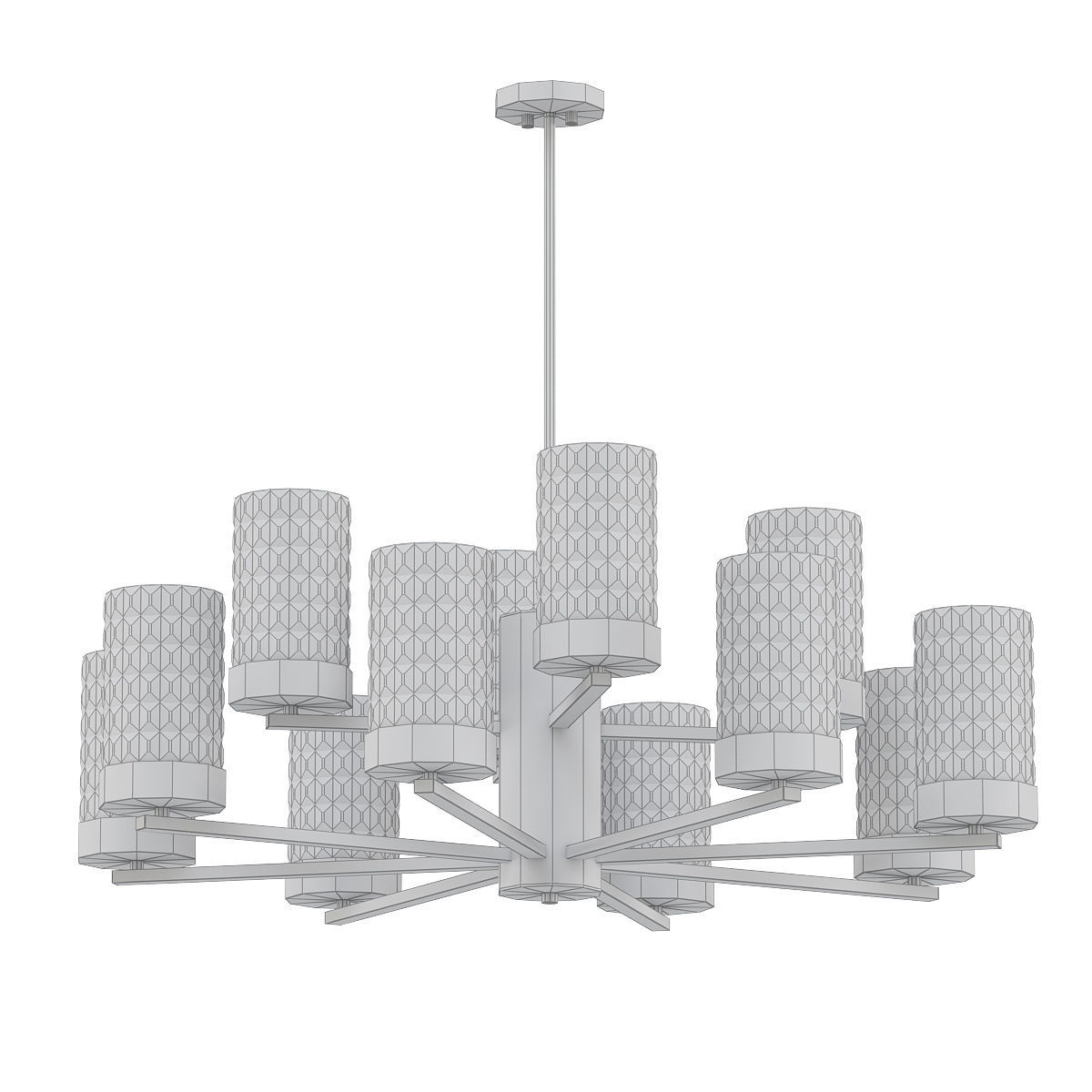 Didian modern chandelier with brass and glass shades 3D model_4