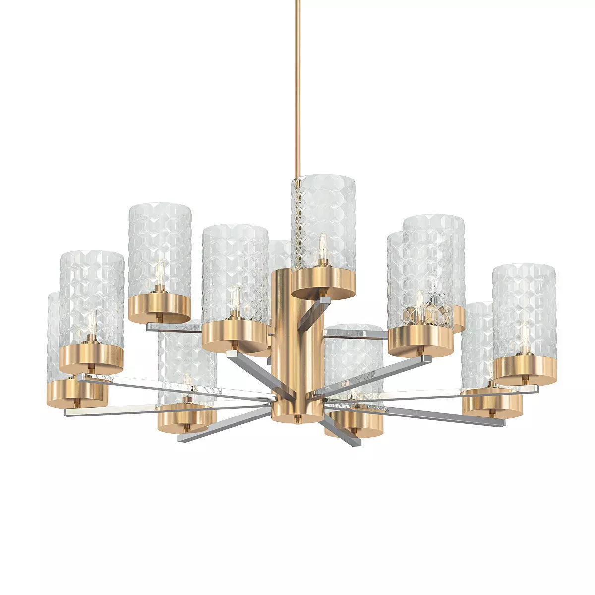 Didian modern chandelier with brass and glass shades 3D model_0