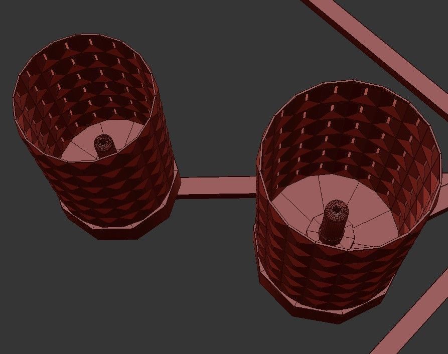 Didian modern chandelier with brass and glass shades 3D model_2