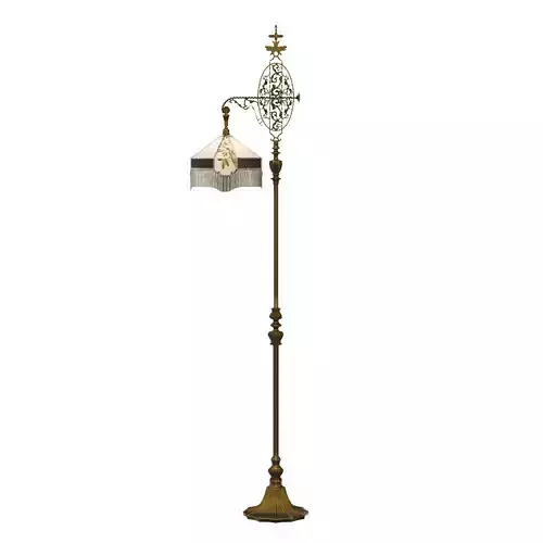 Art Deco Lamp in Brass Finish in Polished Nickel Lamp Shade