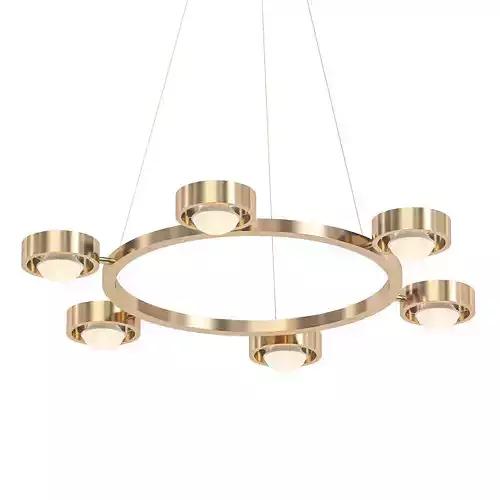 Ottico circular chandelier in brass with six lights