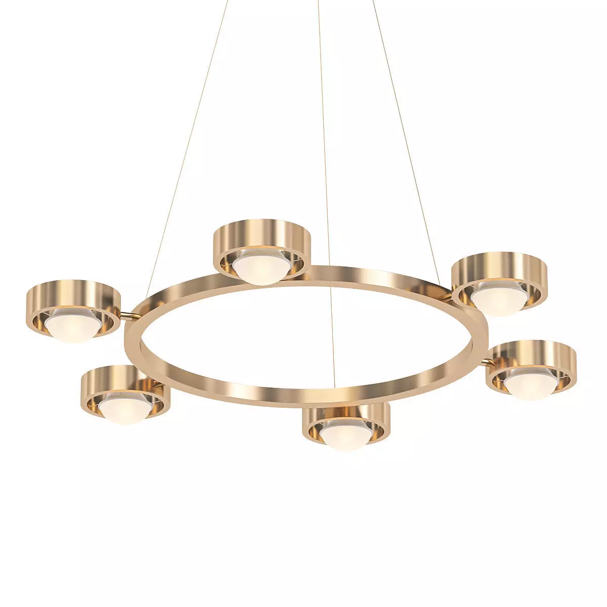 Ottico circular chandelier in brass with six lights 3D model