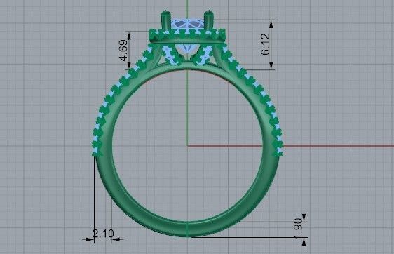 Round Diamond ring 2128 3D print model 3D print model_6