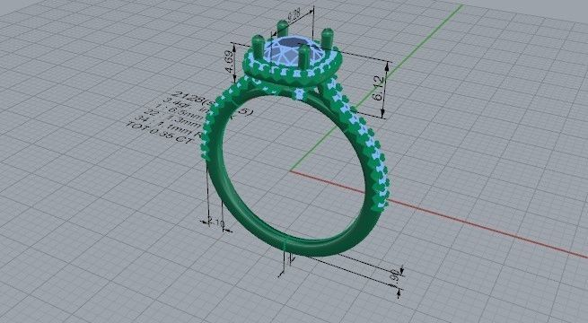 Round Diamond ring 2128 3D print model 3D print model_5