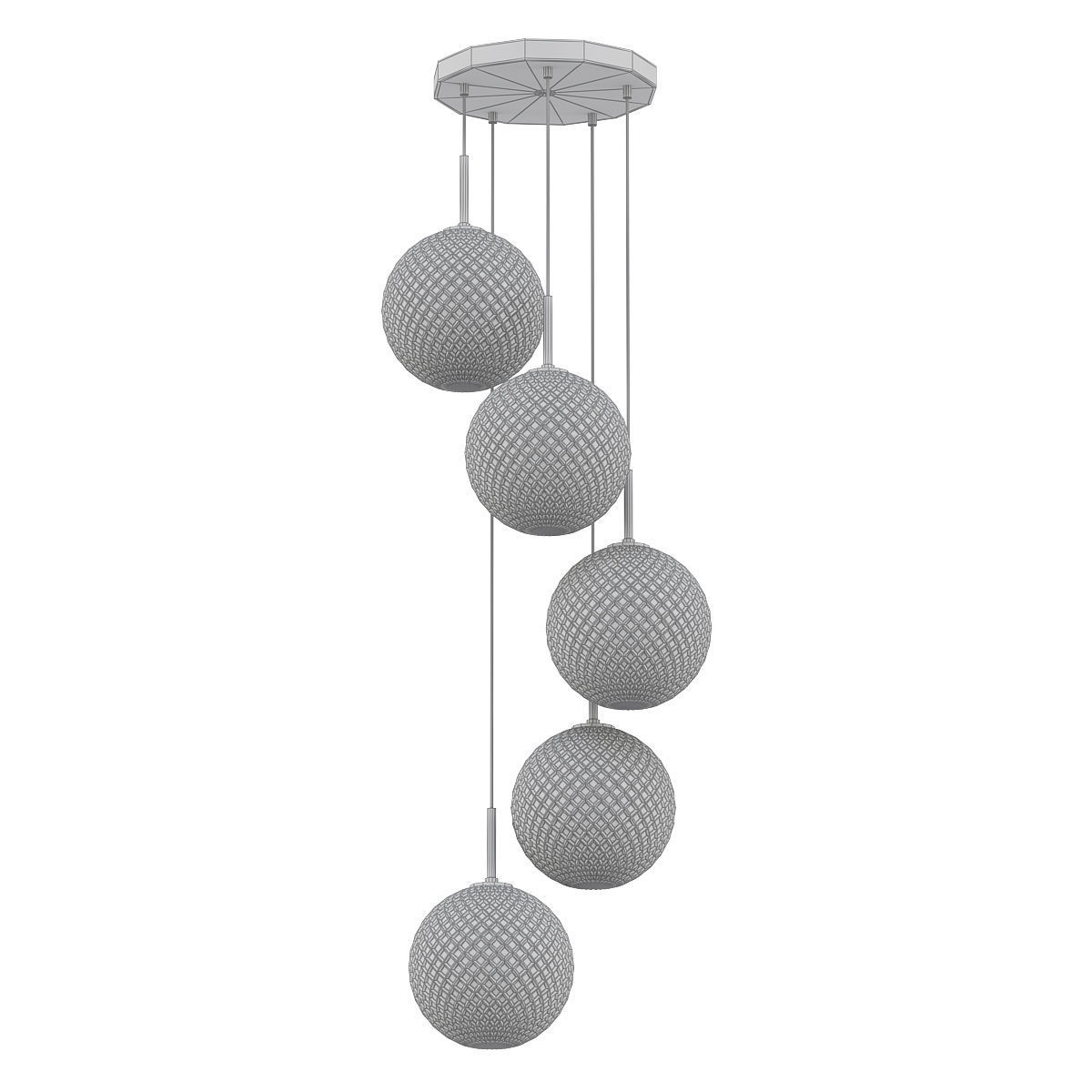 FINNAR five light chandelier with clear glass globes 3D model_4