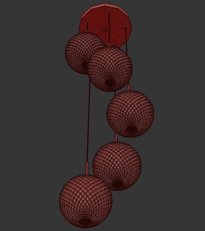 FINNAR five light chandelier with clear glass globes 3D model_3