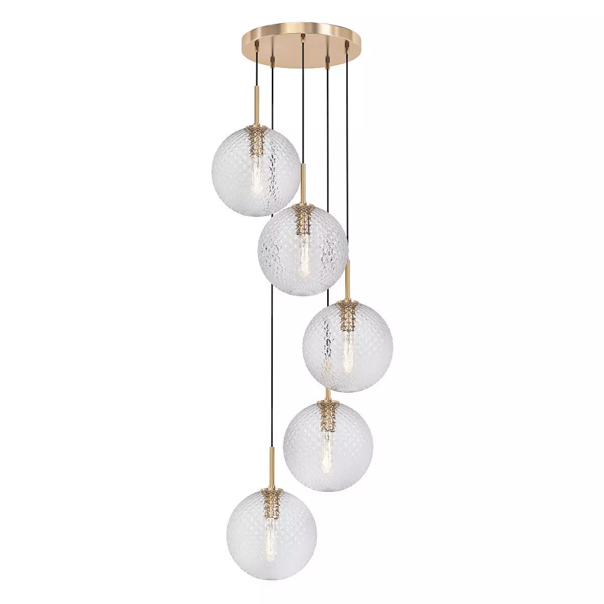 FINNAR five light chandelier with clear glass globes 3D model_0