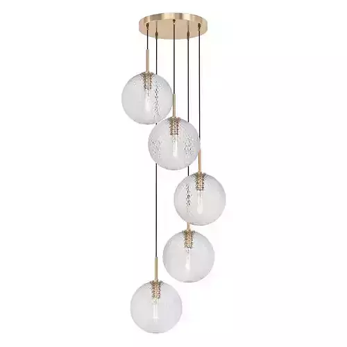 FINNAR five light chandelier with clear glass globes