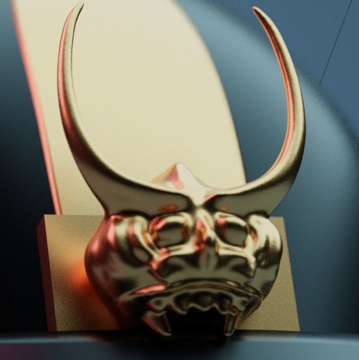Samurai Helmet - Kabuto - Oni Ornamental - Edo - Black Gold Low-poly 3D model_3
