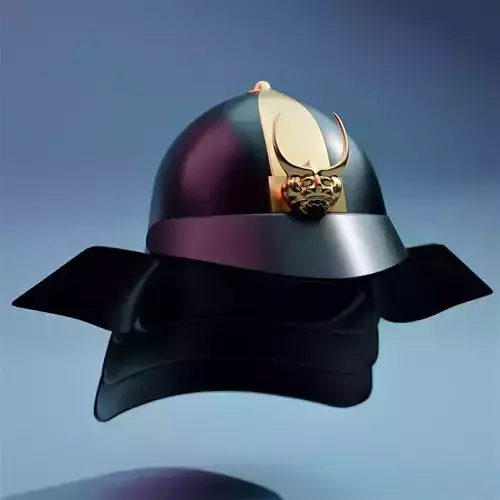 Samurai Helmet - Kabuto - Oni Ornamental - Edo - Black Gold Low-poly 3D model