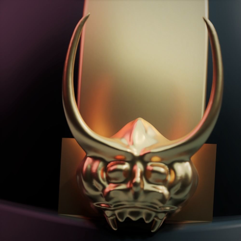 Samurai Helmet - Kabuto - Oni Ornamental - Edo - Black Gold Low-poly 3D model_2