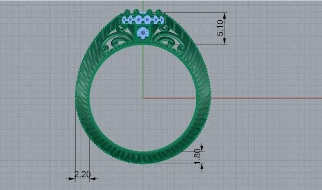 Blue and White Round Diamond ring 2135 3D print model 3D print model_6