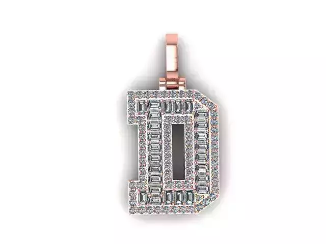Letter D Emerald diamond pendat-2layer