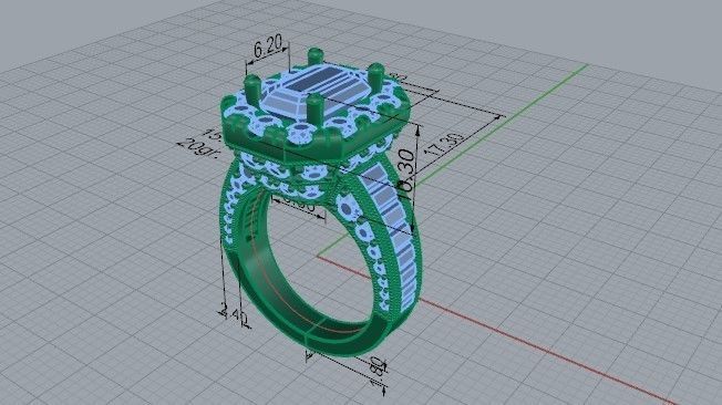 Thick Diamond ring  2136  3D print model 3D print model_6