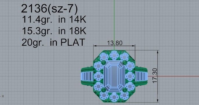 Thick Diamond ring  2136  3D print model 3D print model_5