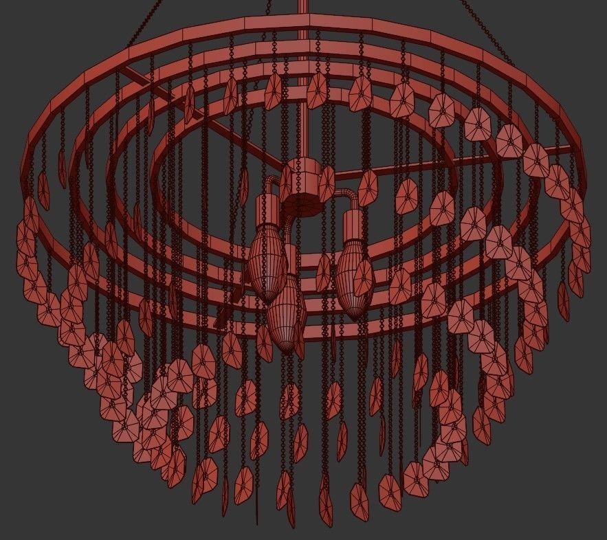 Camille savoy house crystal chandelier in gold 3D model_1