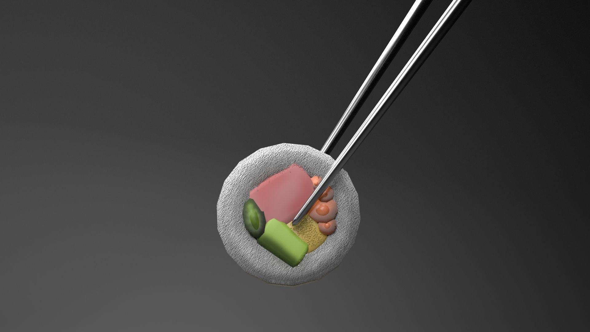 Kimbap and Kimchi Low-poly 3D model_4