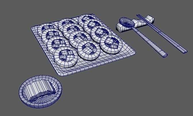 Kimbap and Kimchi Low-poly 3D model_11