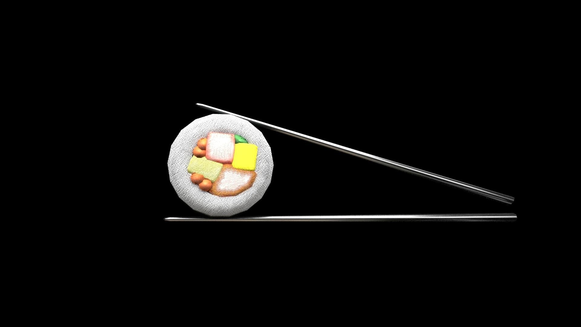 Kimbap and Kimchi Low-poly 3D model_3