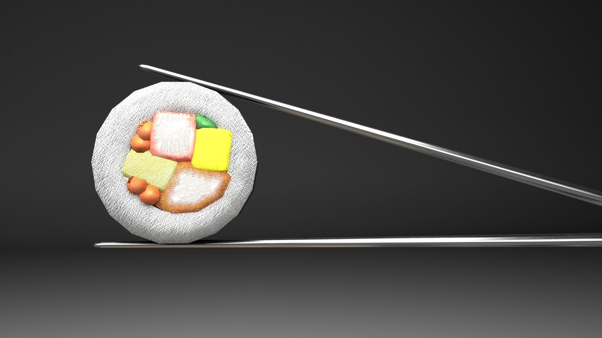 Kimbap and Kimchi Low-poly 3D model_7