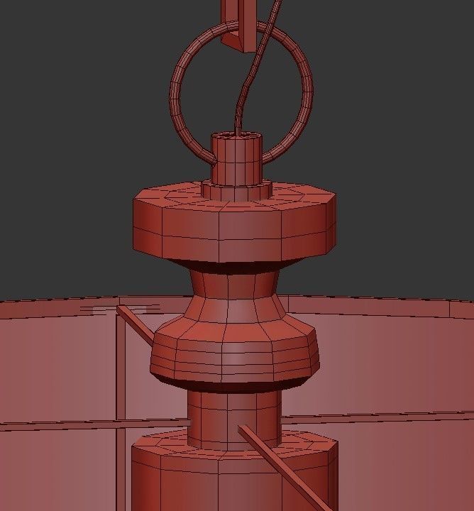 Hampton 5 chandelier with crystals and shade 3D model_1