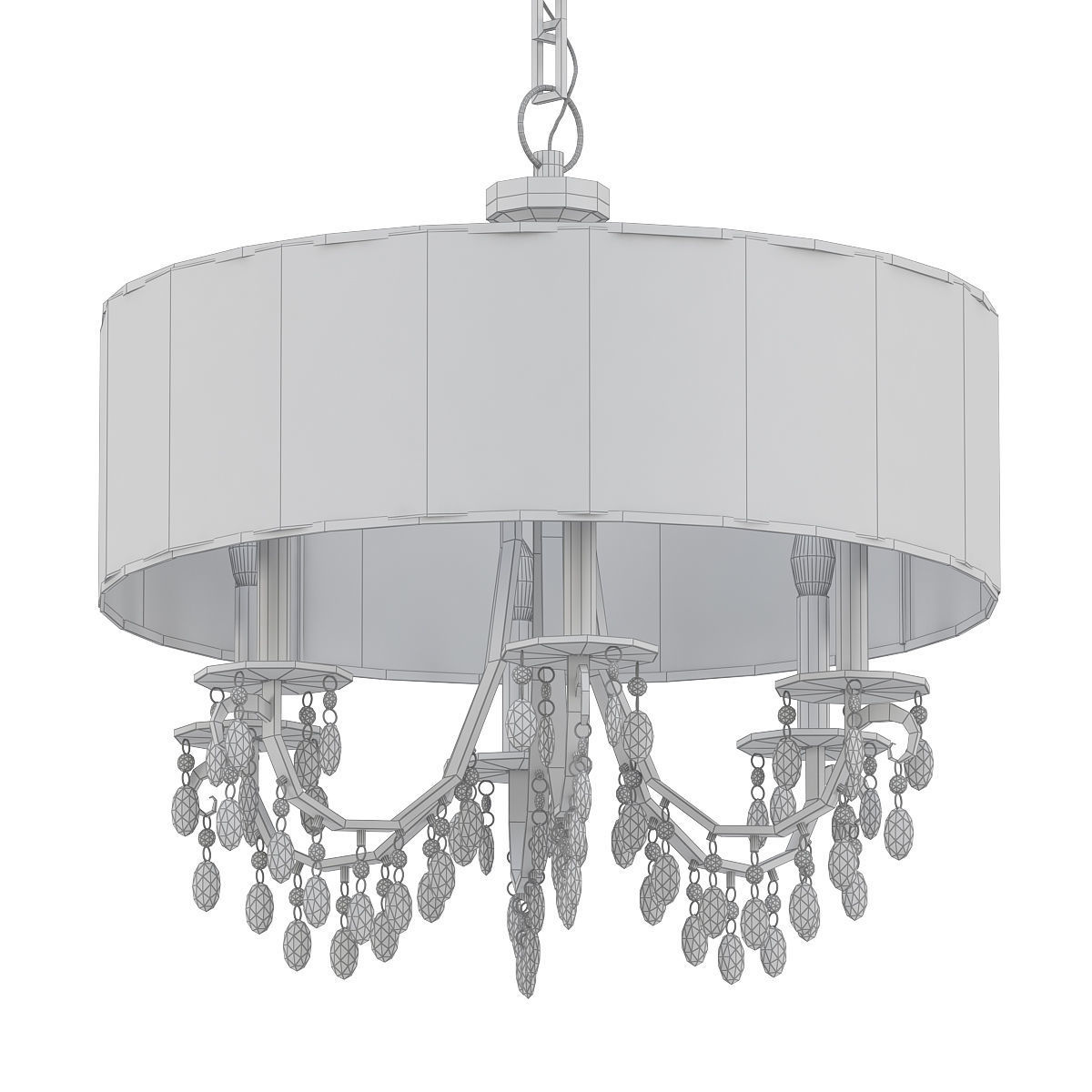 Hampton 5 chandelier with crystals and shade 3D model_4