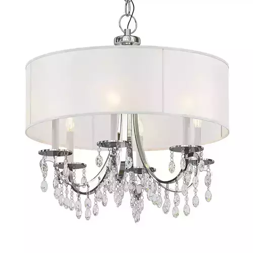 Hampton 5 chandelier with crystals and shade