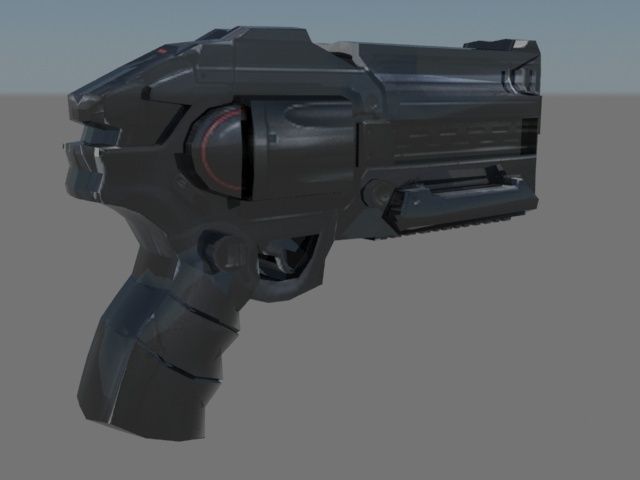 Futuristic Pistol Low-poly 3D model_1