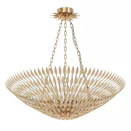Broche 8 gold leaf chandelier hanging from chain