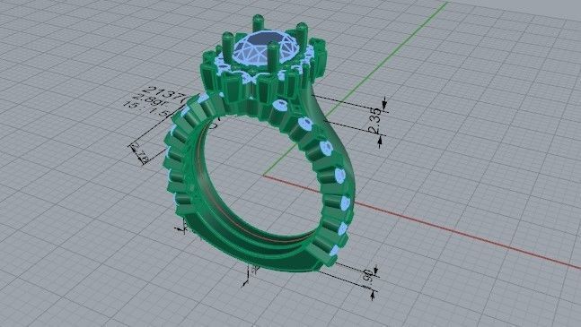 2-Band Diamond ring 2137 3D print model 3D print model_5