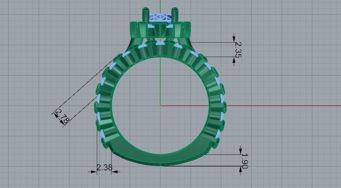 2-Band Diamond ring 2137 3D print model 3D print model_6