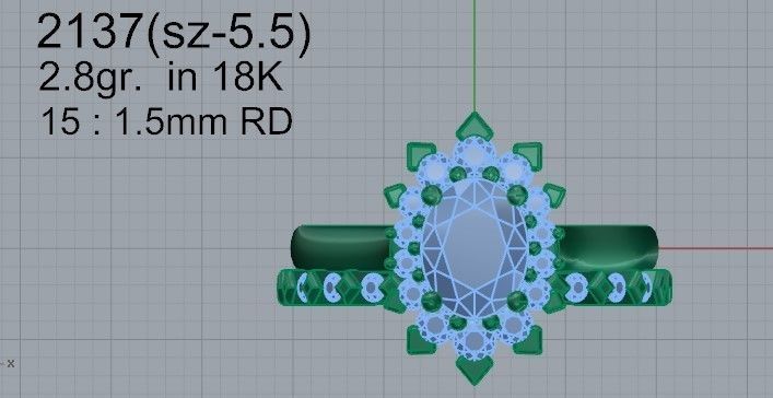 2-Band Diamond ring 2137 3D print model 3D print model_4