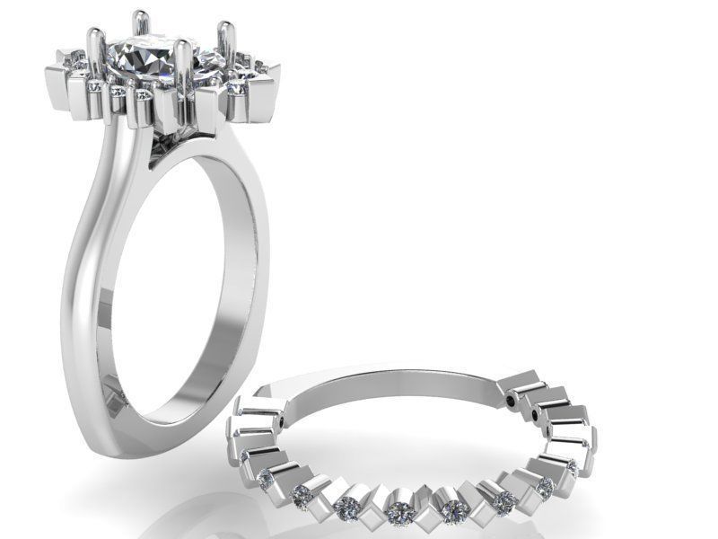 2-Band Diamond ring 2137 3D print model 3D print model_3