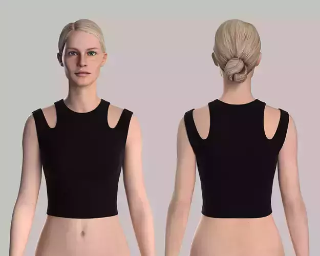 Cut Out Detailed Ribbed Crop Top  3D model