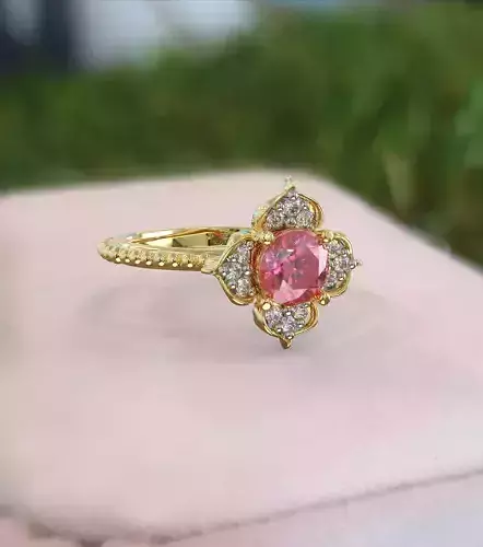 Ring design With Diamonds and Gemstone 3D print model 