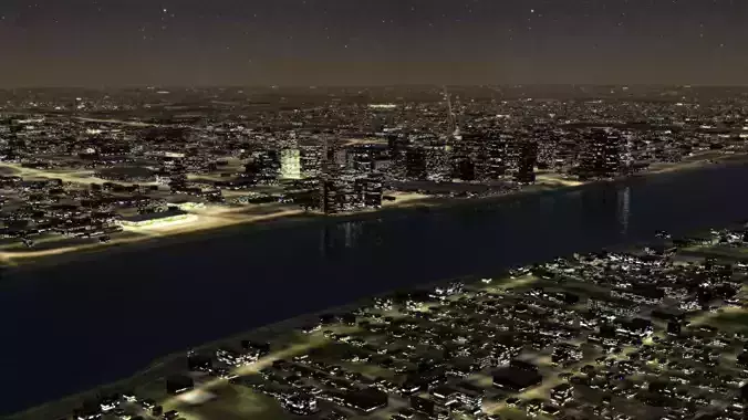 Detroit Night City Low-poly 3D model