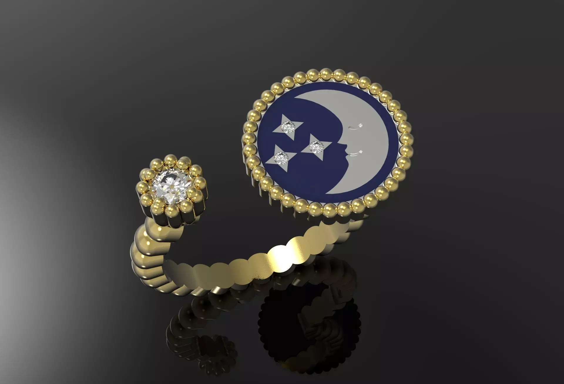 Moon ring Dior 3D print model