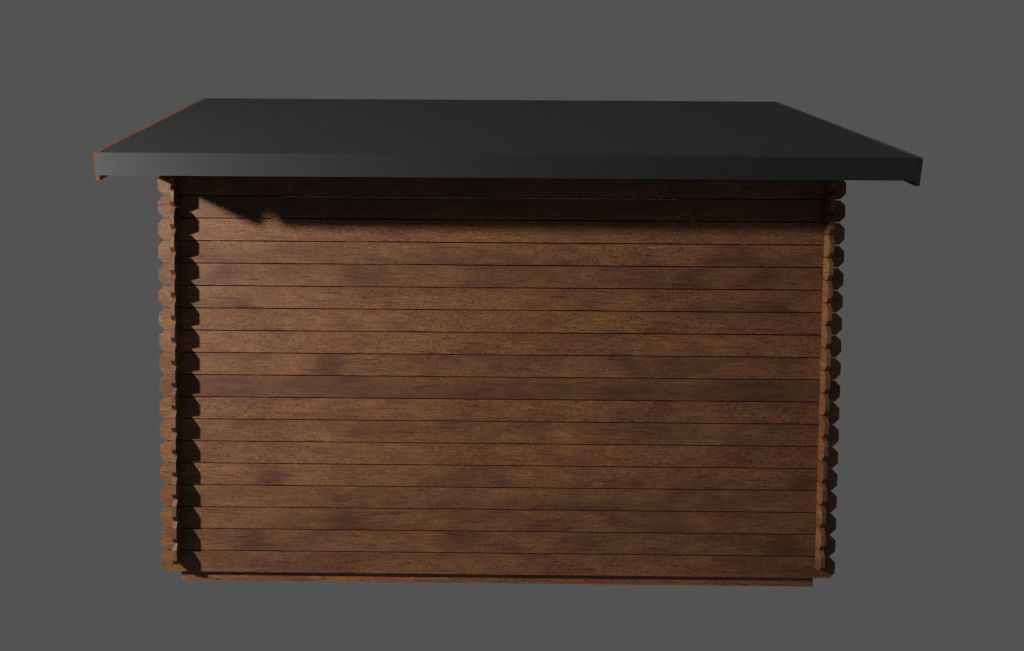 Wooden garden shed 3D model_2