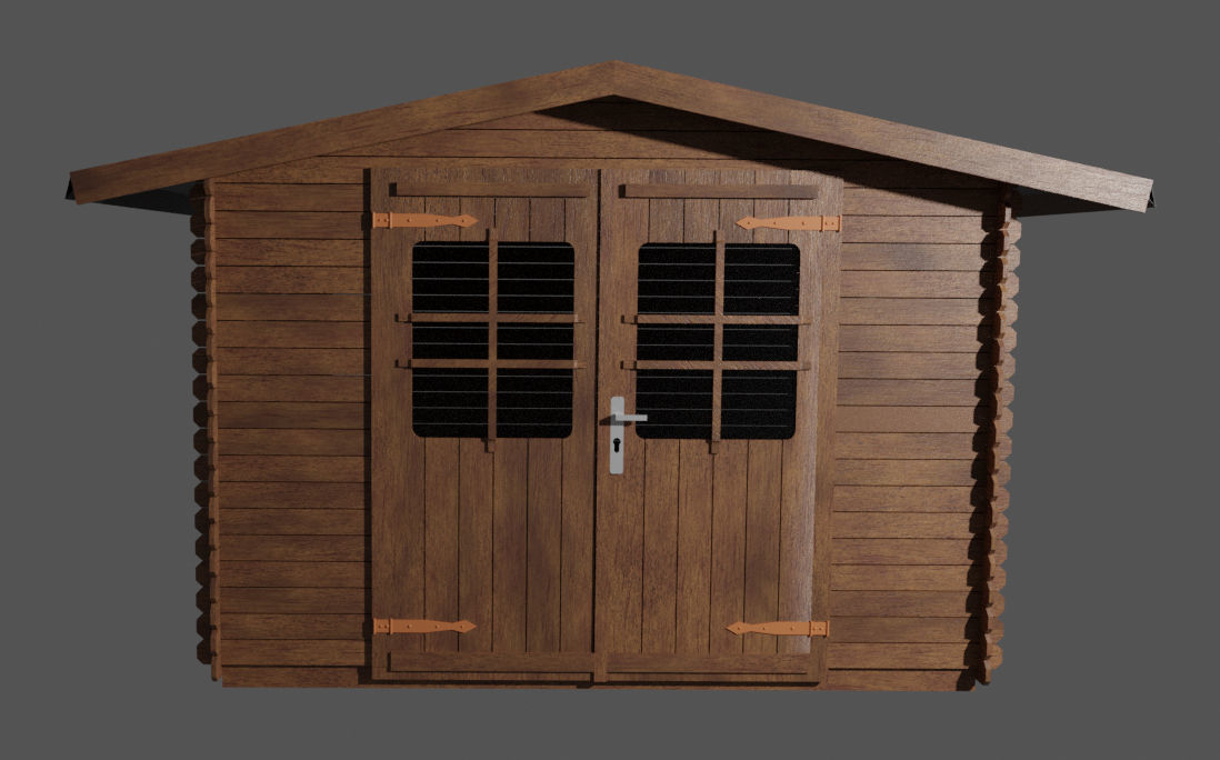 Wooden garden shed 3D model_1