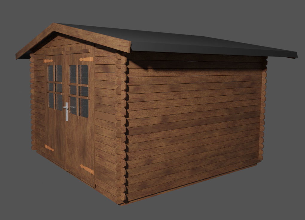 Wooden garden shed 3D model_4
