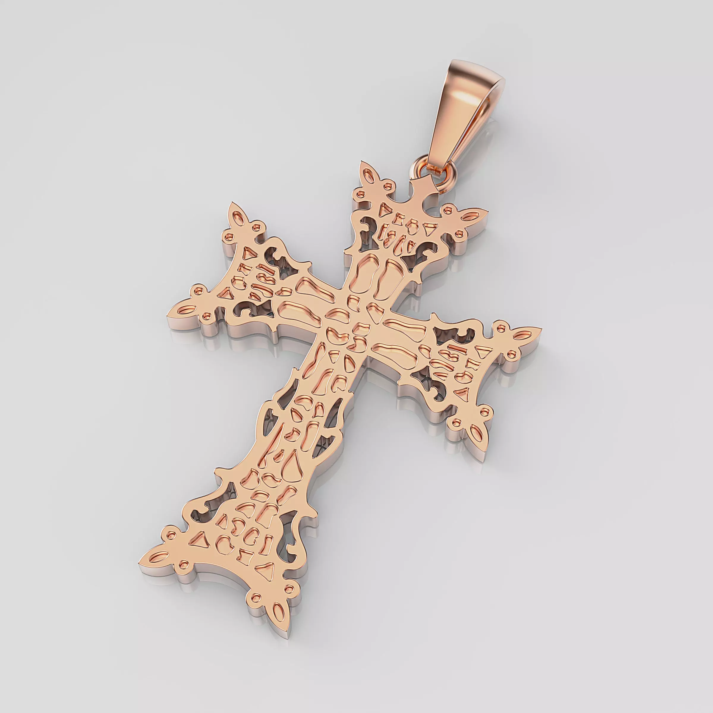 Cross ornate gold pendant 3D print model_0