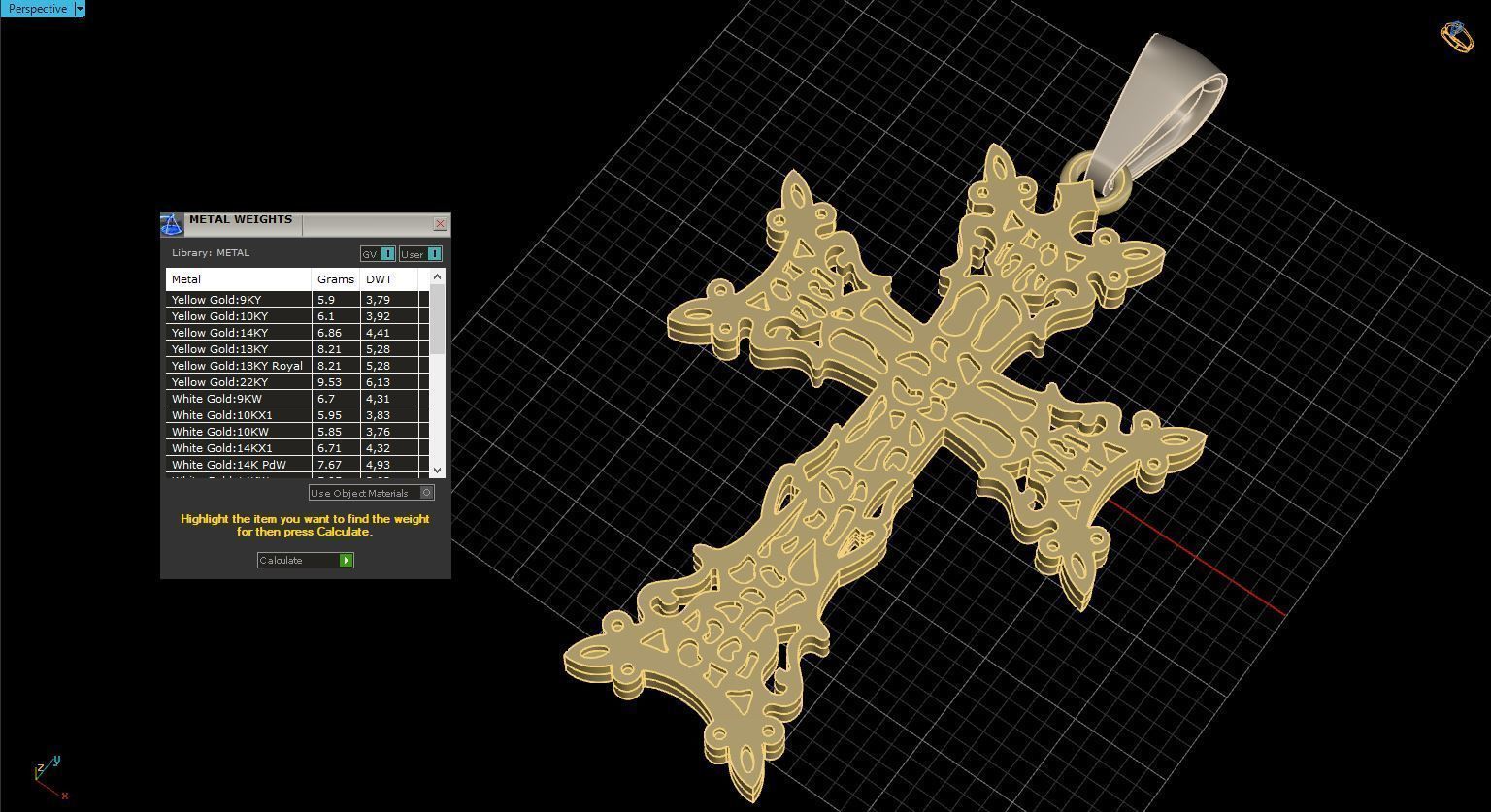 Cross ornate gold pendant 3D print model_8