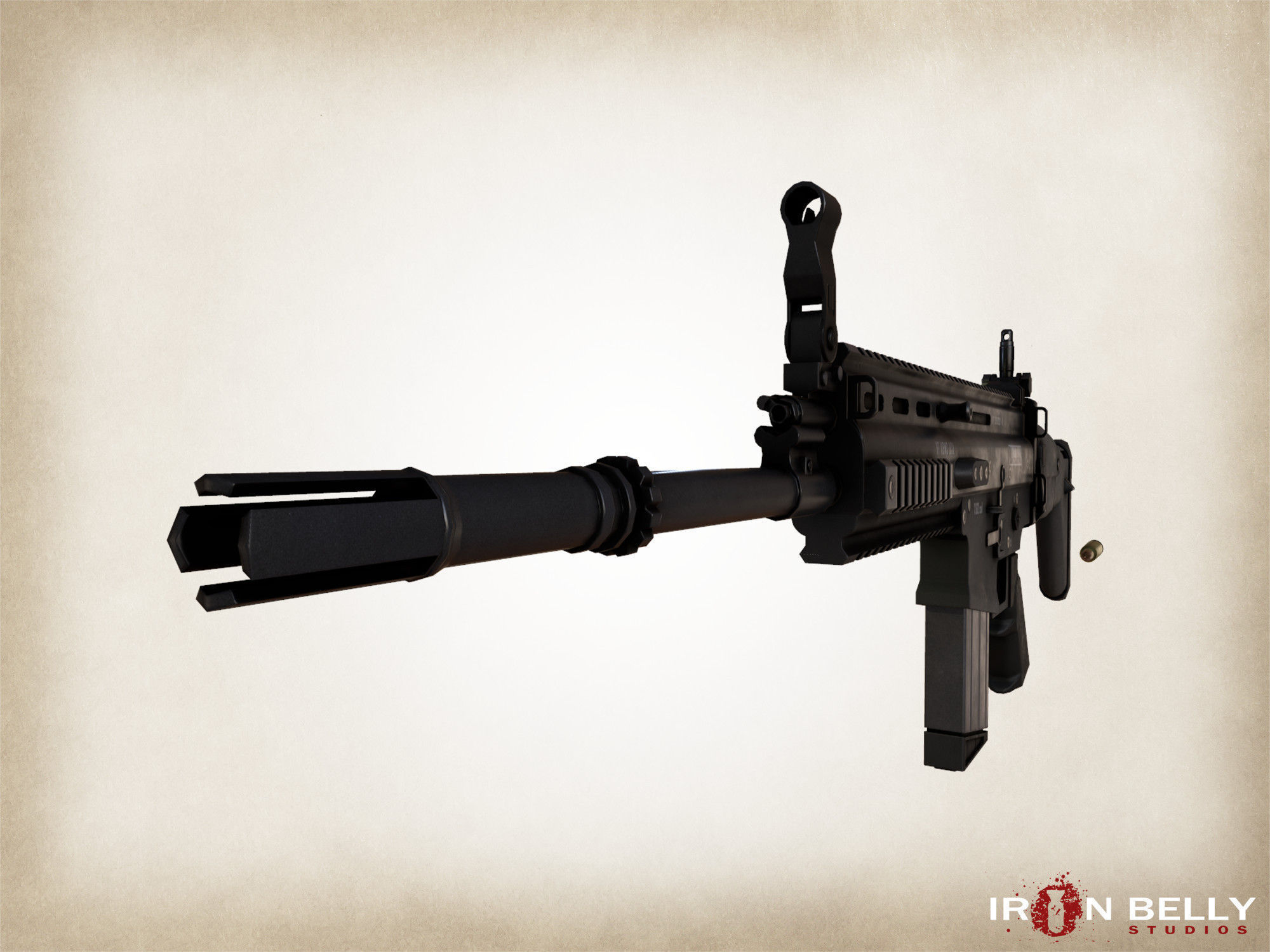 AAA FPS SCAR Assault Rifle  Low-poly 3D model_2