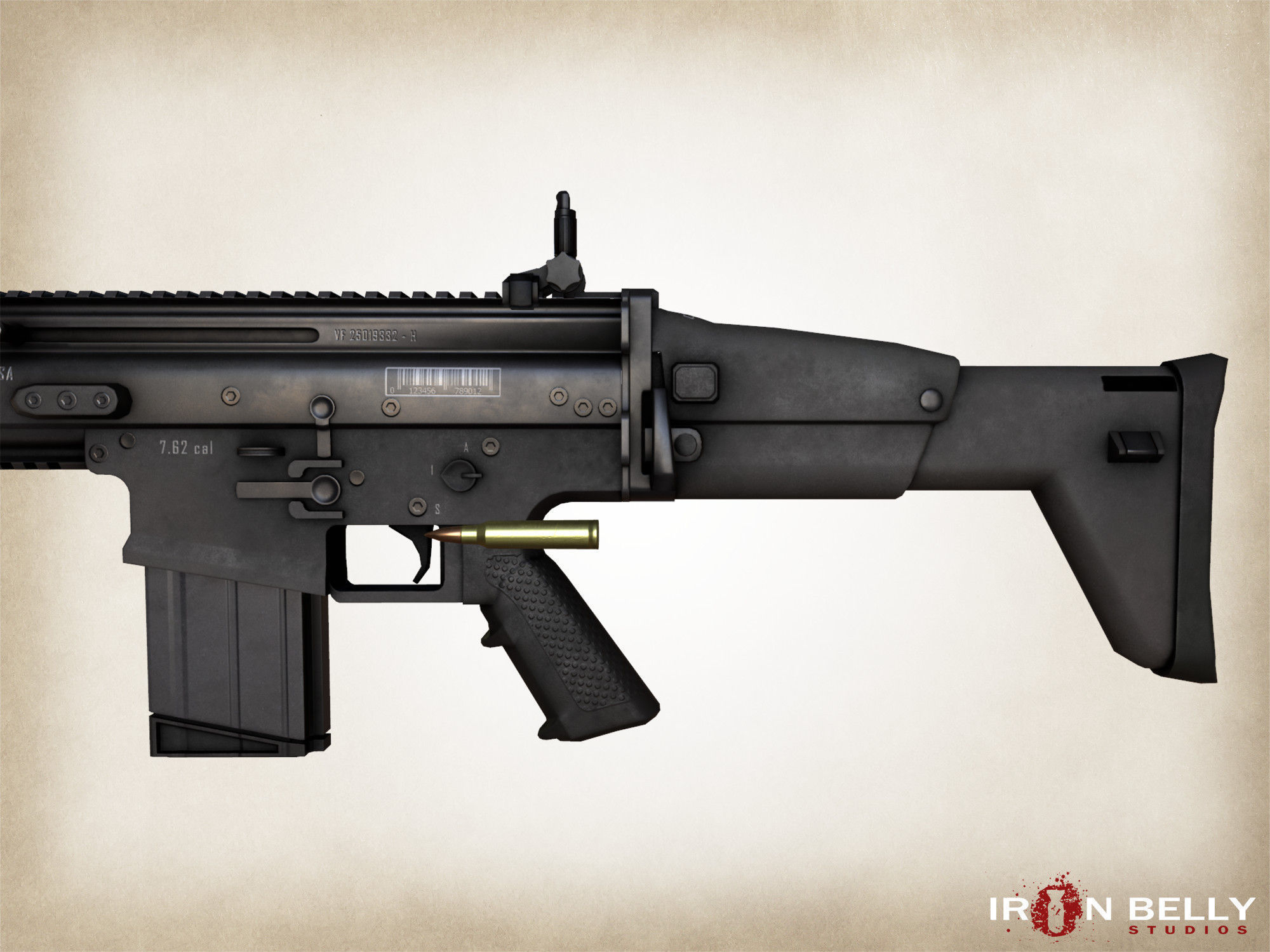 AAA FPS SCAR Assault Rifle  Low-poly 3D model_3