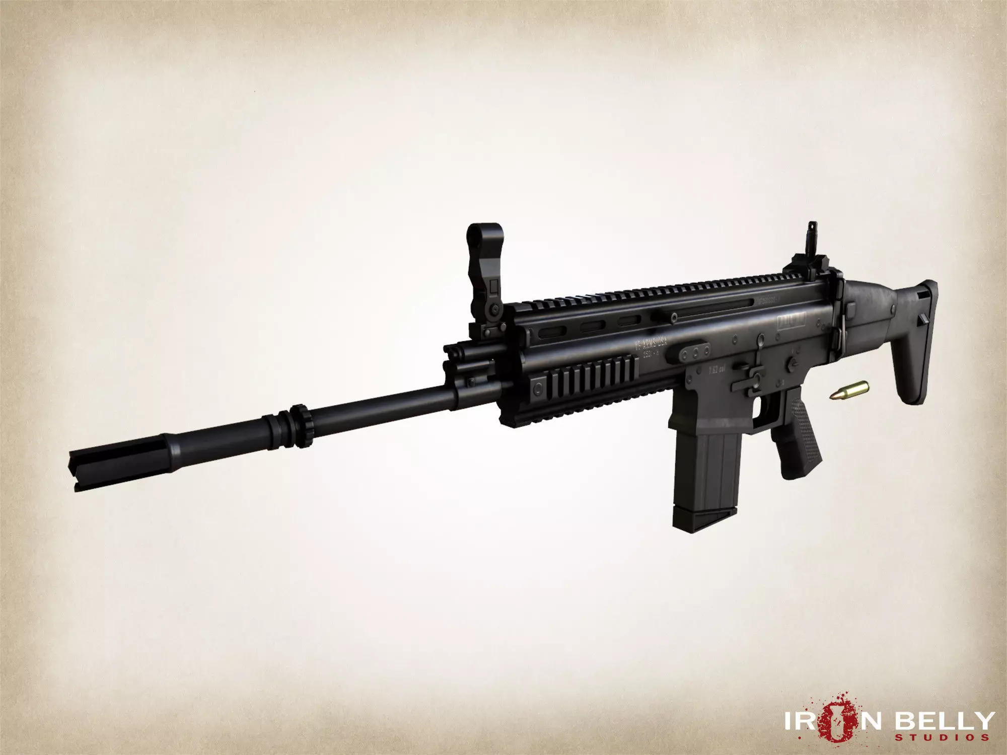 AAA FPS SCAR Assault Rifle  Low-poly 3D model_0