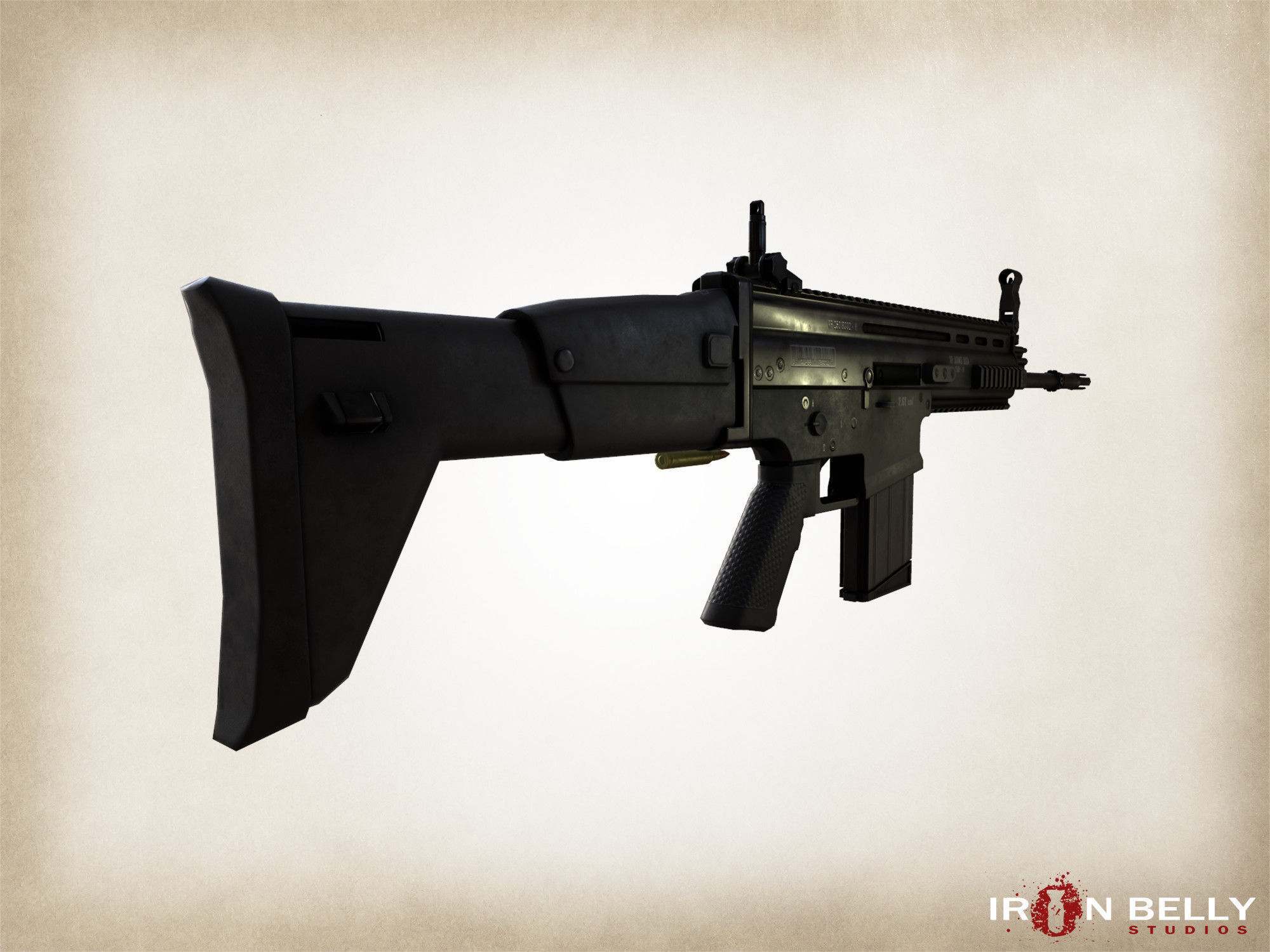 AAA FPS SCAR Assault Rifle  Low-poly 3D model_5