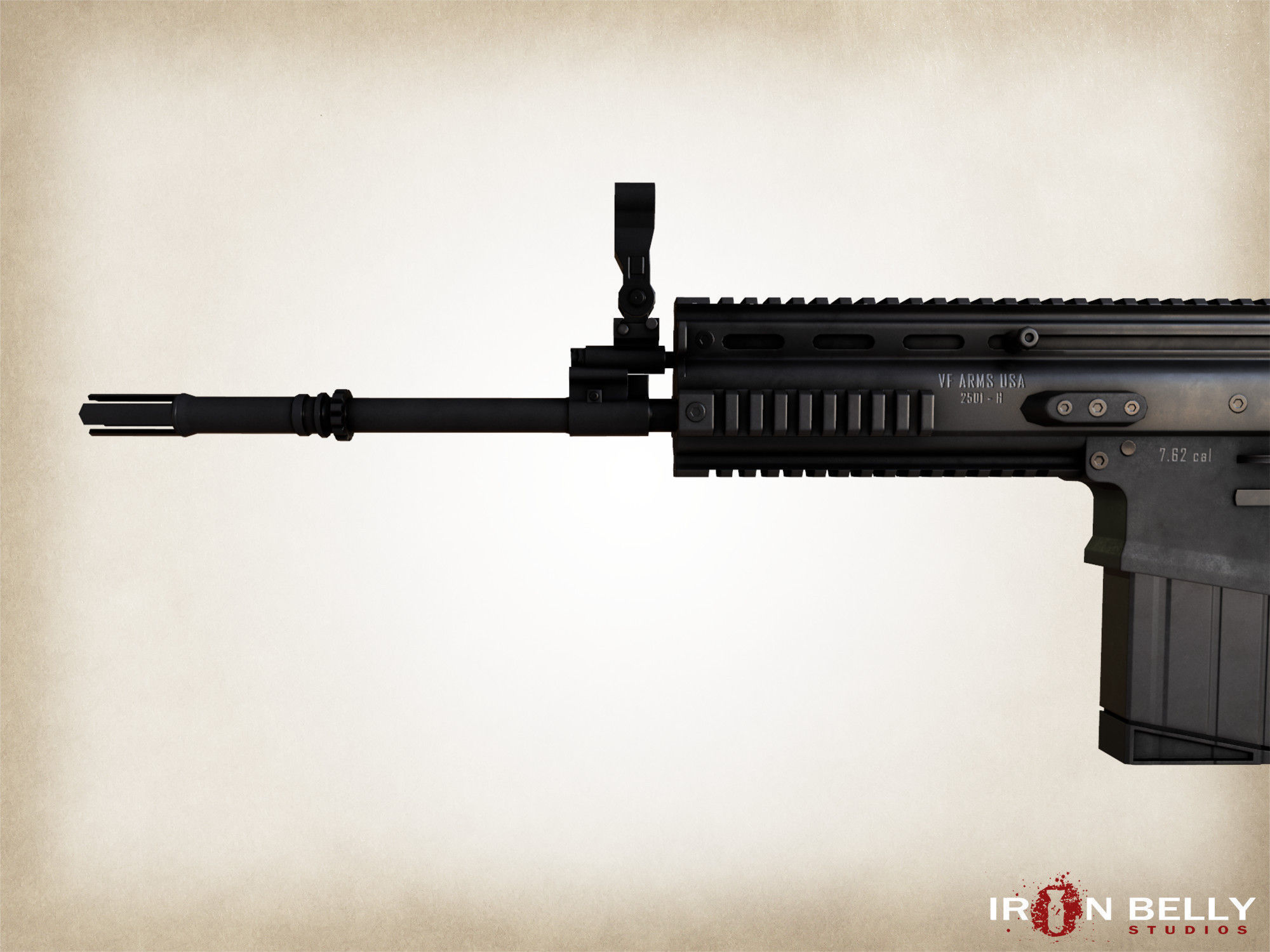 AAA FPS SCAR Assault Rifle  Low-poly 3D model_1